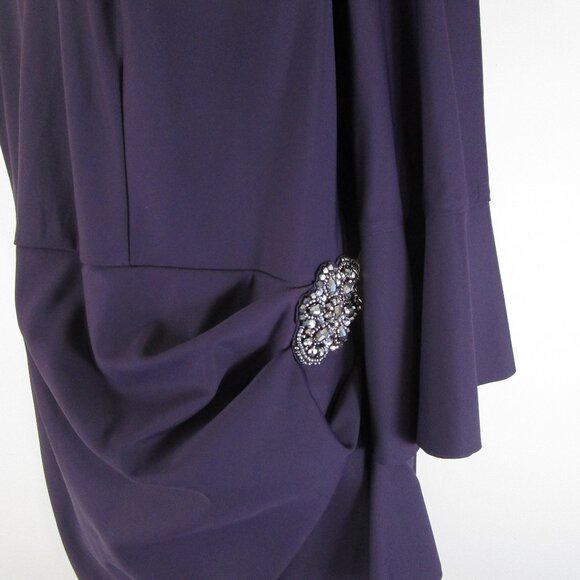 Alex Evenings Womens Plus Size Dark Purple Formal Ruched Sheath Dress Size 24W - Picture 2 of 11